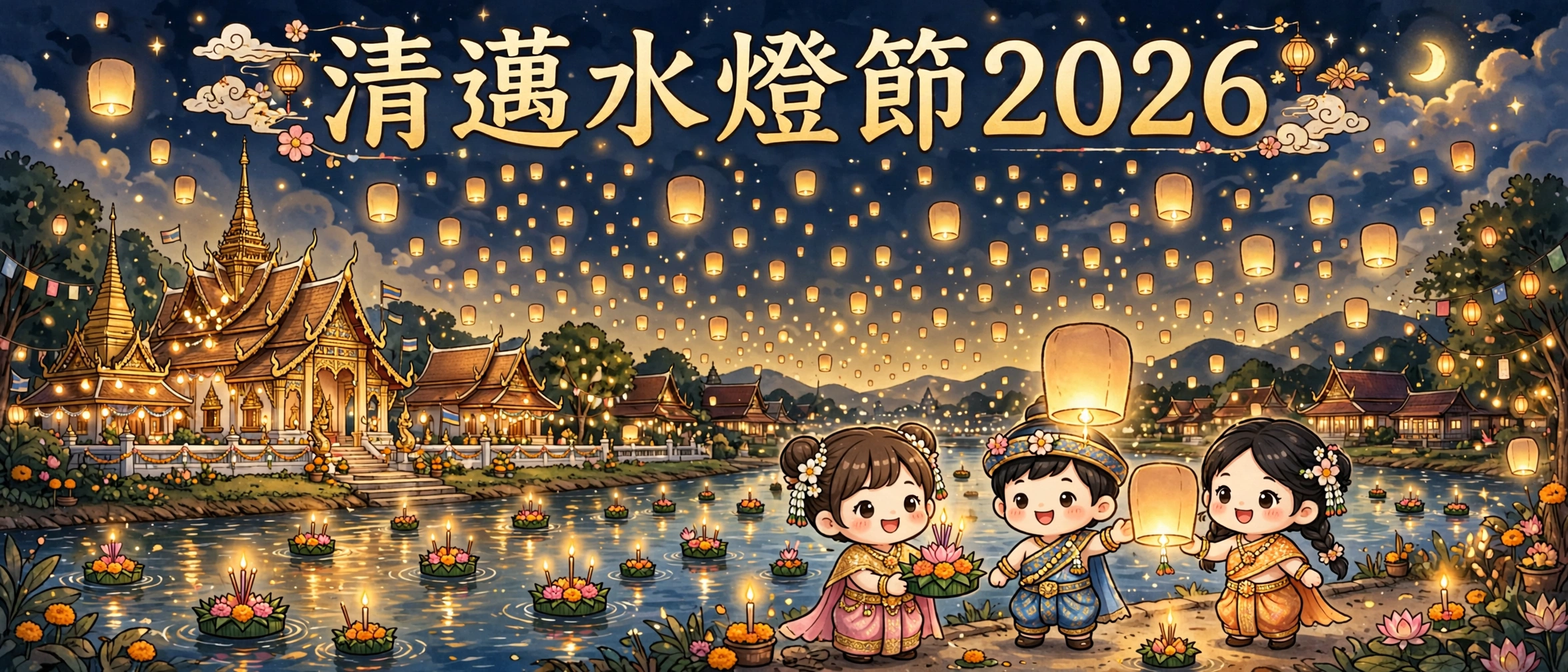 🏮清邁水燈節2026終極攻略：11月24–25日天燈＋水燈，點買飛先唔中伏！
