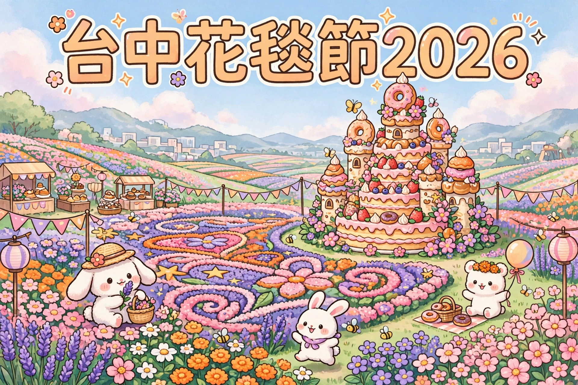 🌸台中花毯節2026終極攻略：Sanrio甜點王國10月31日開鑼！新社花海＋日月潭順路玩晒！