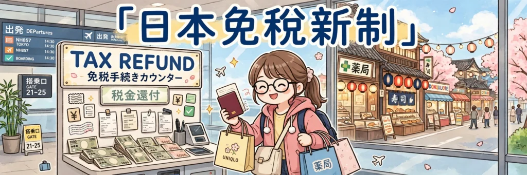 日本免稅新制,旅客喺機場退稅櫃位辦理手續