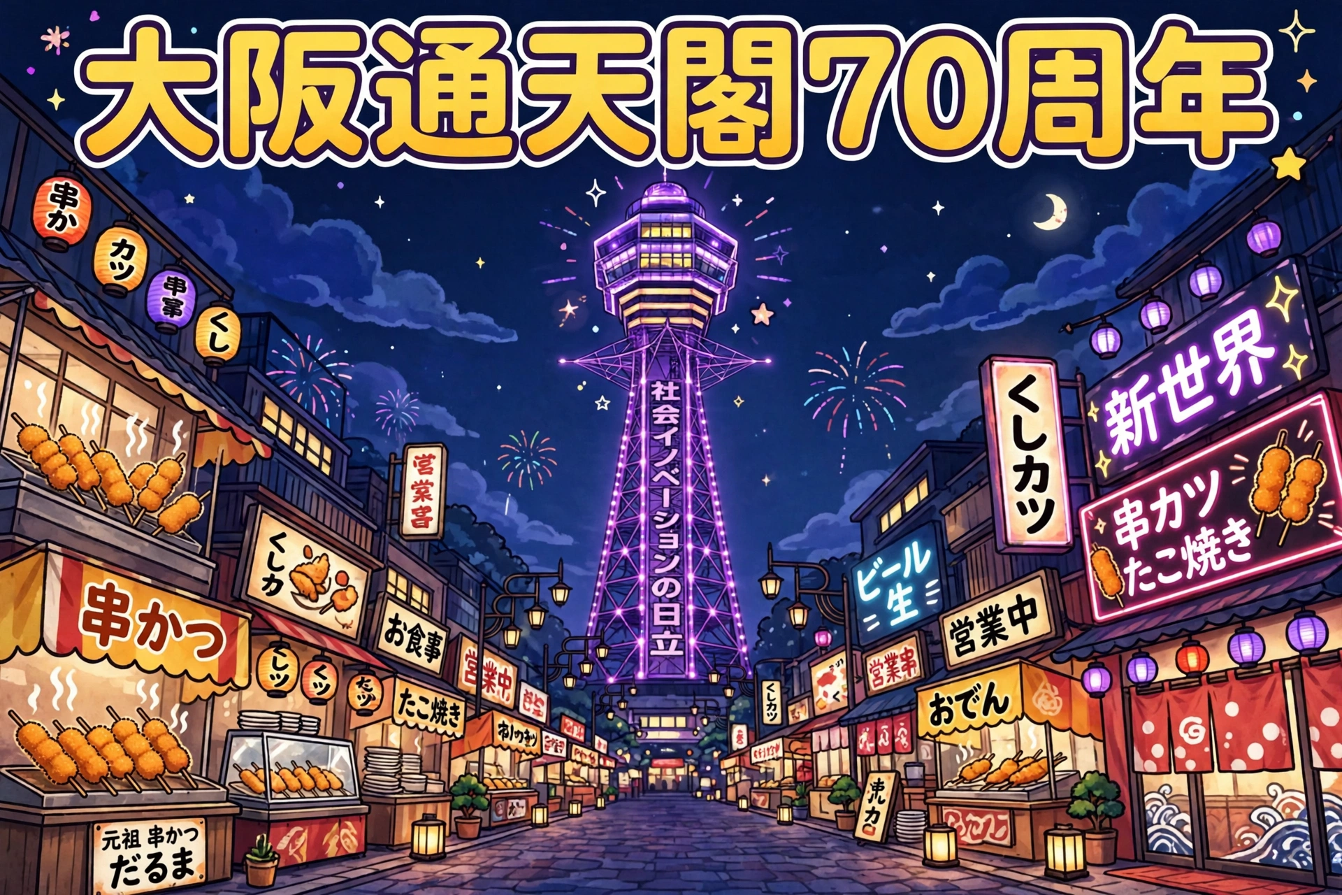 🟣 大阪通天閣70周年!紫色點燈到11月12日+入場送磁石,新世界夜晚必去!